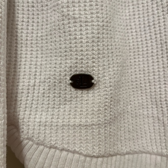 Women RALPH LAUREN Solid White Waffle Cowl Neck Pullover Top Shirt Size Large - Picture 5 of 6